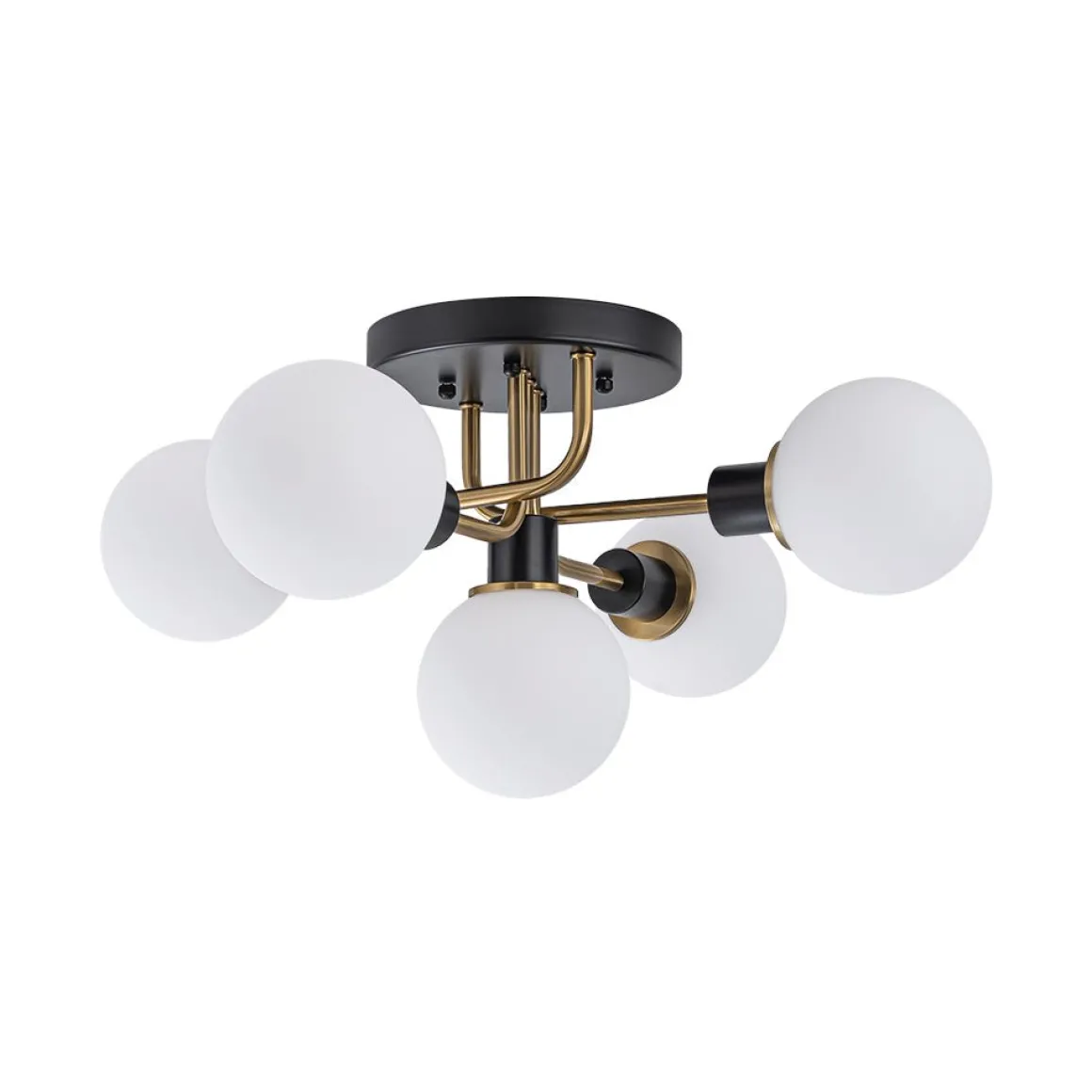 5-light Glass Globe Semi Flush Bubble Ceiling Light