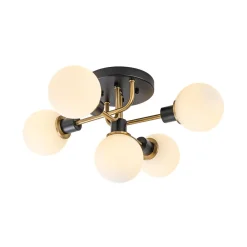 5-light Glass Globe Semi Flush Bubble Ceiling Light