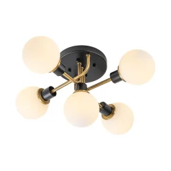 5-light Glass Globe Semi Flush Bubble Ceiling Light