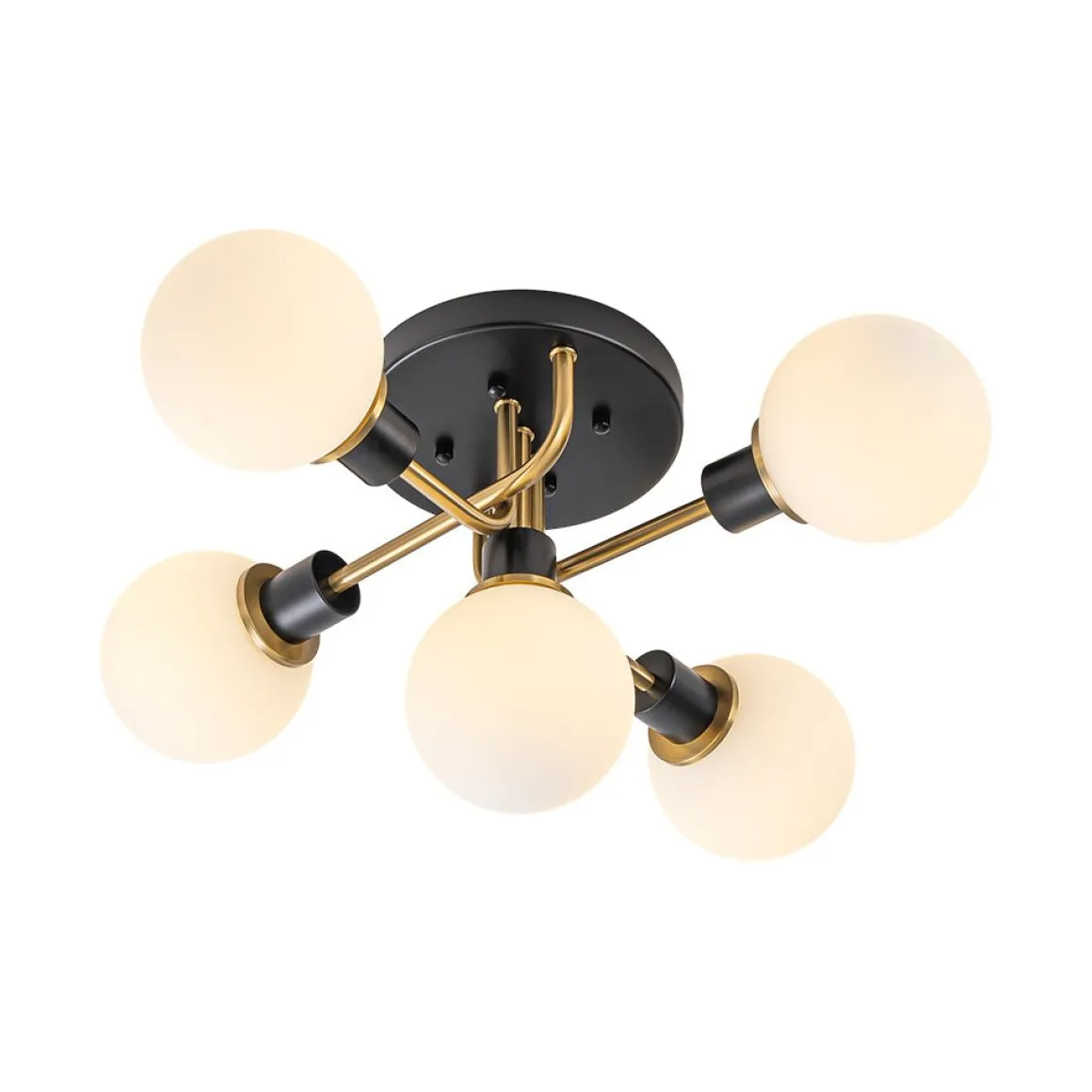 5-light Glass Globe Semi Flush Bubble Ceiling Light