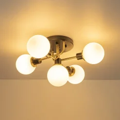 5-light Glass Globe Semi Flush Bubble Ceiling Light