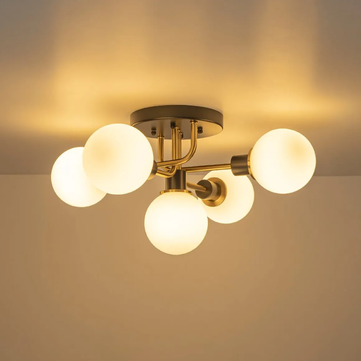 5-light Glass Globe Semi Flush Bubble Ceiling Light