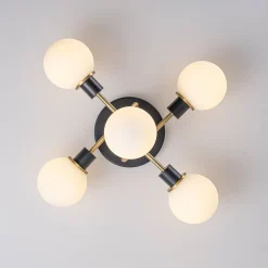 5-light Glass Globe Semi Flush Bubble Ceiling Light