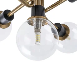 5-light Glass Globe Semi Flush Bubble Ceiling Light