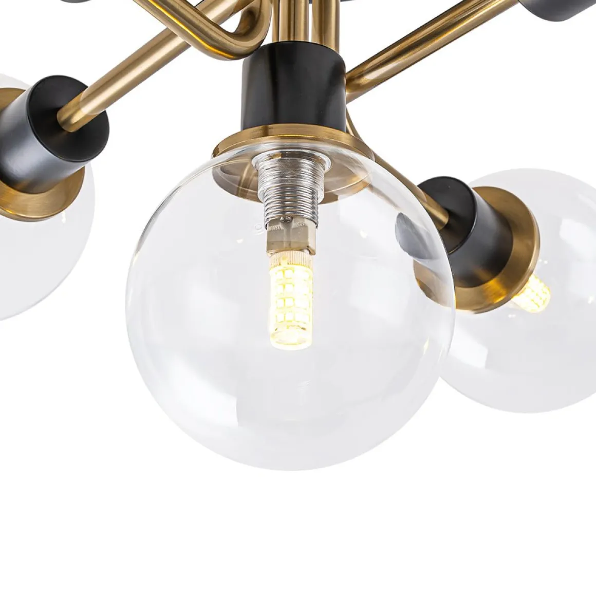 5-light Glass Globe Semi Flush Bubble Ceiling Light