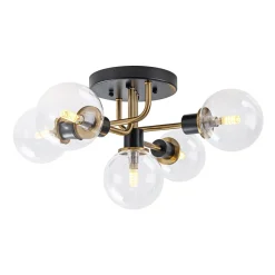 5-light Glass Globe Semi Flush Bubble Ceiling Light