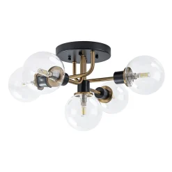 5-light Glass Globe Semi Flush Bubble Ceiling Light