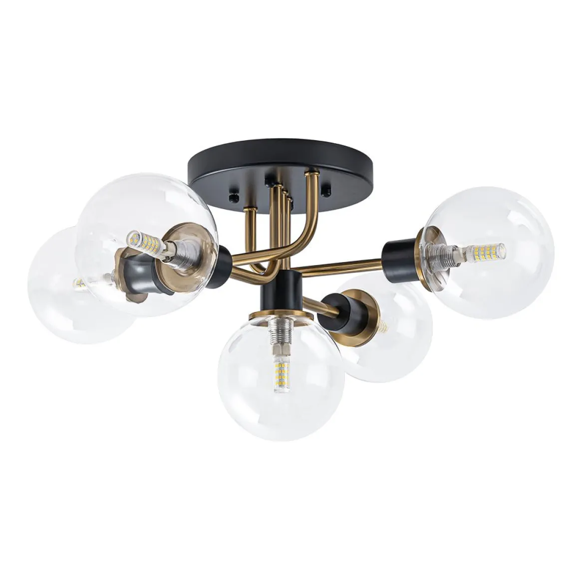 5-light Glass Globe Semi Flush Bubble Ceiling Light