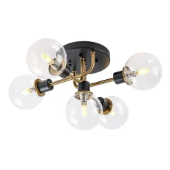 5-light Glass Globe Semi Flush Bubble Ceiling Light
