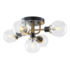 5-light Glass Globe Semi Flush Bubble Ceiling Light