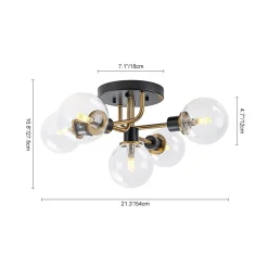 5-light Glass Globe Semi Flush Bubble Ceiling Light
