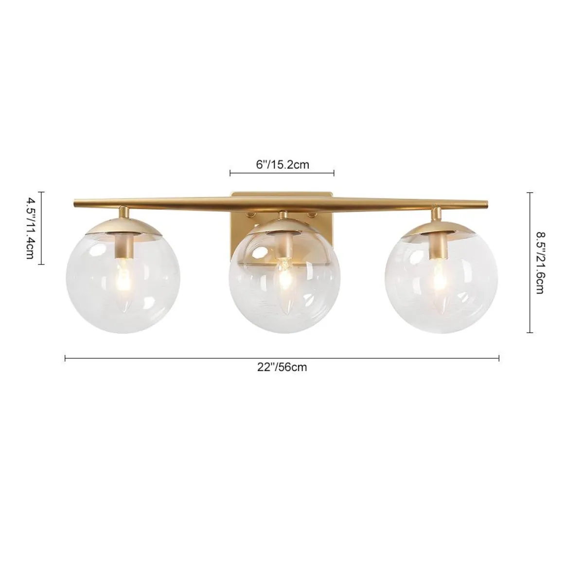 3-light Globe Vanity Wall Light