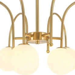 9-Light Goose Arm Opal Glass Bubble Tiered Chandelier