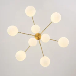9-Light Goose Arm Opal Glass Bubble Tiered Chandelier