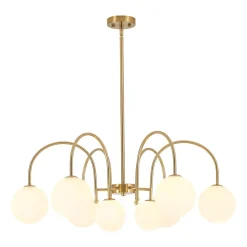 9-Light Goose Arm Opal Glass Bubble Tiered Chandelier