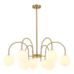 9-Light Goose Arm Opal Glass Bubble Tiered Chandelier