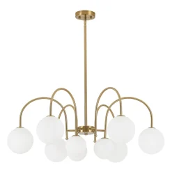 9-Light Goose Arm Opal Glass Bubble Tiered Chandelier