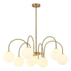 9-Light Goose Arm Opal Glass Bubble Tiered Chandelier