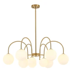 9-Light Goose Arm Opal Glass Bubble Tiered Chandelier