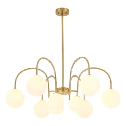 9-Light Goose Arm Opal Glass Bubble Tiered Chandelier