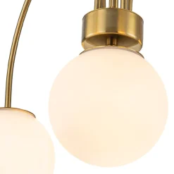 5-Light Goose Arm Opal Glass Globe Round Sputnik Chandelier