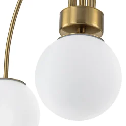 5-Light Goose Arm Opal Glass Globe Round Sputnik Chandelier