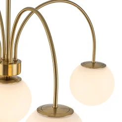5-Light Goose Arm Opal Glass Globe Round Sputnik Chandelier