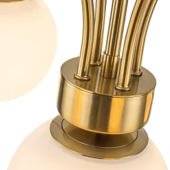 5-Light Goose Arm Opal Glass Globe Round Sputnik Chandelier