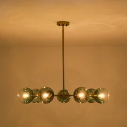 7-light Gradient Blue Glass Globe Round Sputnik Chandelier