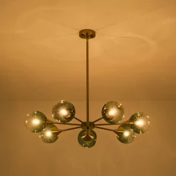 7-light Gradient Blue Glass Globe Round Sputnik Chandelier