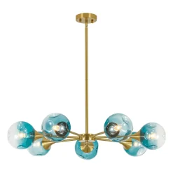 7-light Gradient Blue Glass Globe Round Sputnik Chandelier
