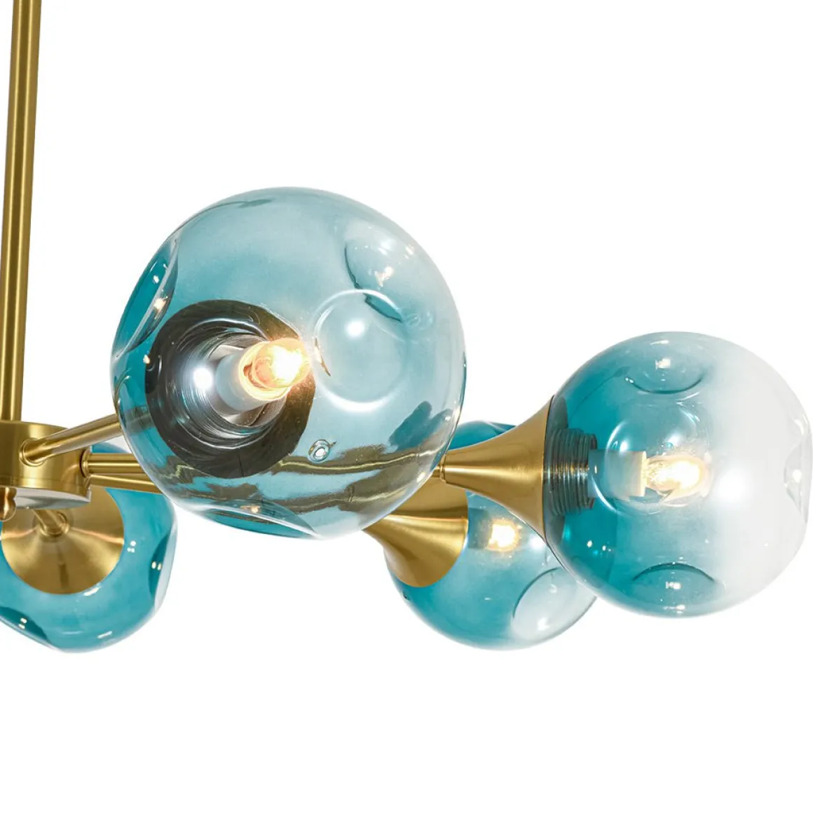 7-light Gradient Blue Glass Globe Round Sputnik Chandelier