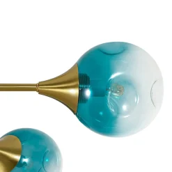 7-light Gradient Blue Glass Globe Round Sputnik Chandelier