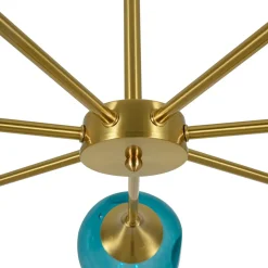 7-light Gradient Blue Glass Globe Round Sputnik Chandelier
