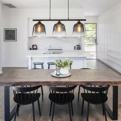 3-Light Gradual Smoked Glass Shade Linear Island Pendant