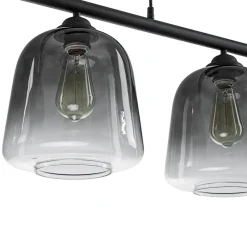 3-Light Gradual Smoked Glass Shade Linear Island Pendant