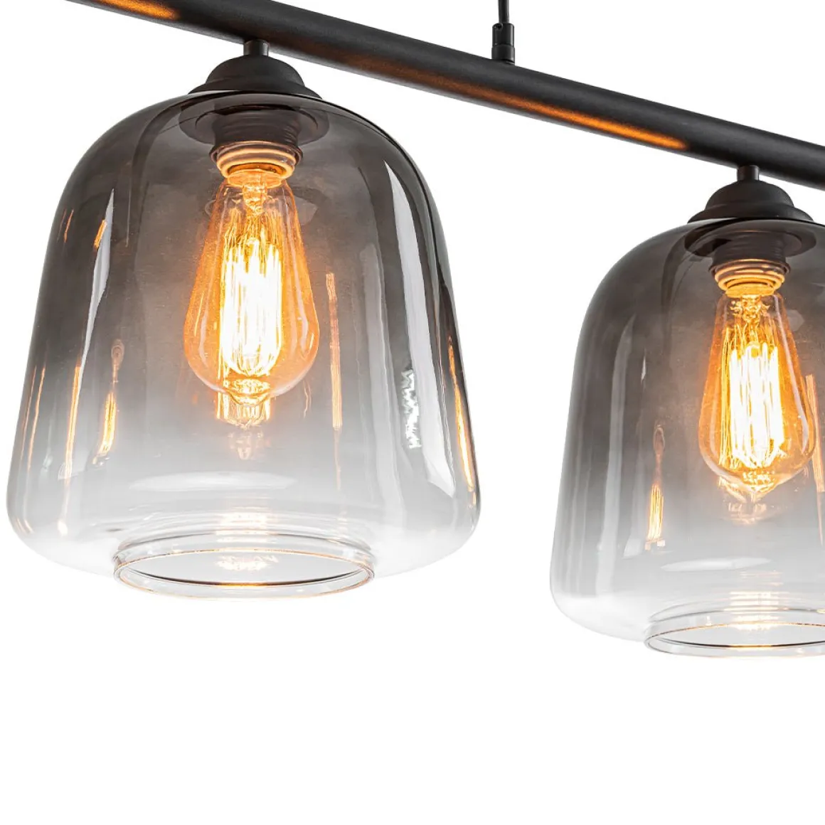 3-Light Gradual Smoked Glass Shade Linear Island Pendant