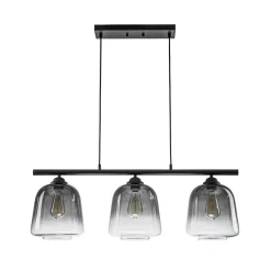 3-Light Gradual Smoked Glass Shade Linear Island Pendant