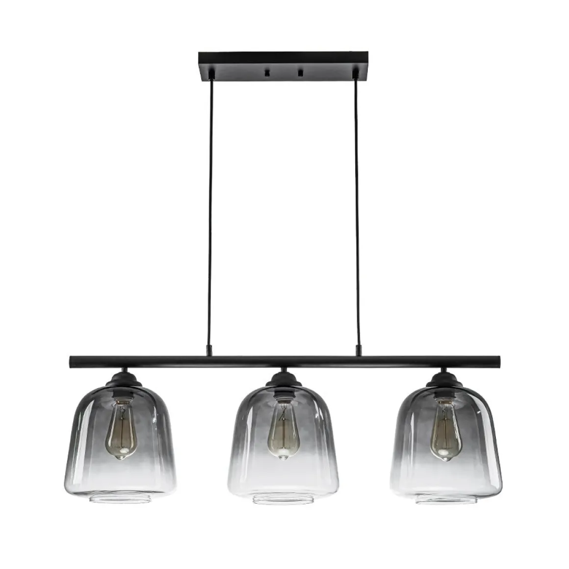3-Light Gradual Smoked Glass Shade Linear Island Pendant