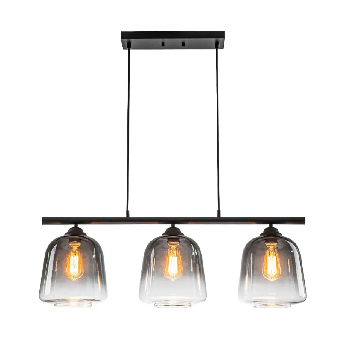 3-Light Gradual Smoked Glass Shade Linear Island Pendant