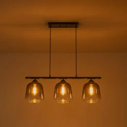3-Light Gradual Smoked Glass Shade Linear Island Pendant