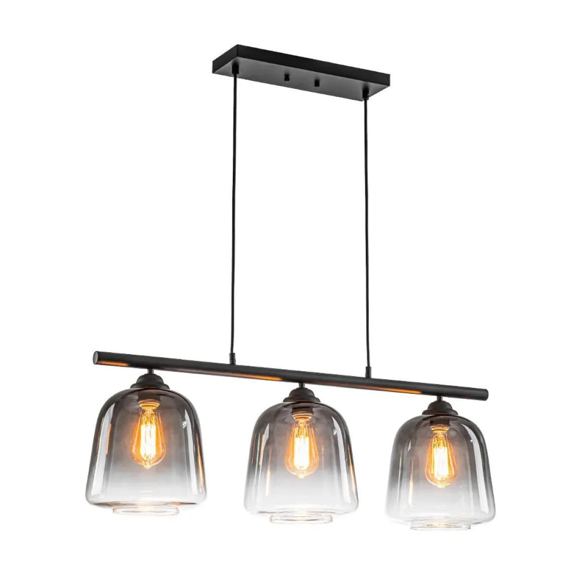 3-Light Gradual Smoked Glass Shade Linear Island Pendant