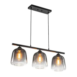 3-Light Gradual Smoked Glass Shade Linear Island Pendant