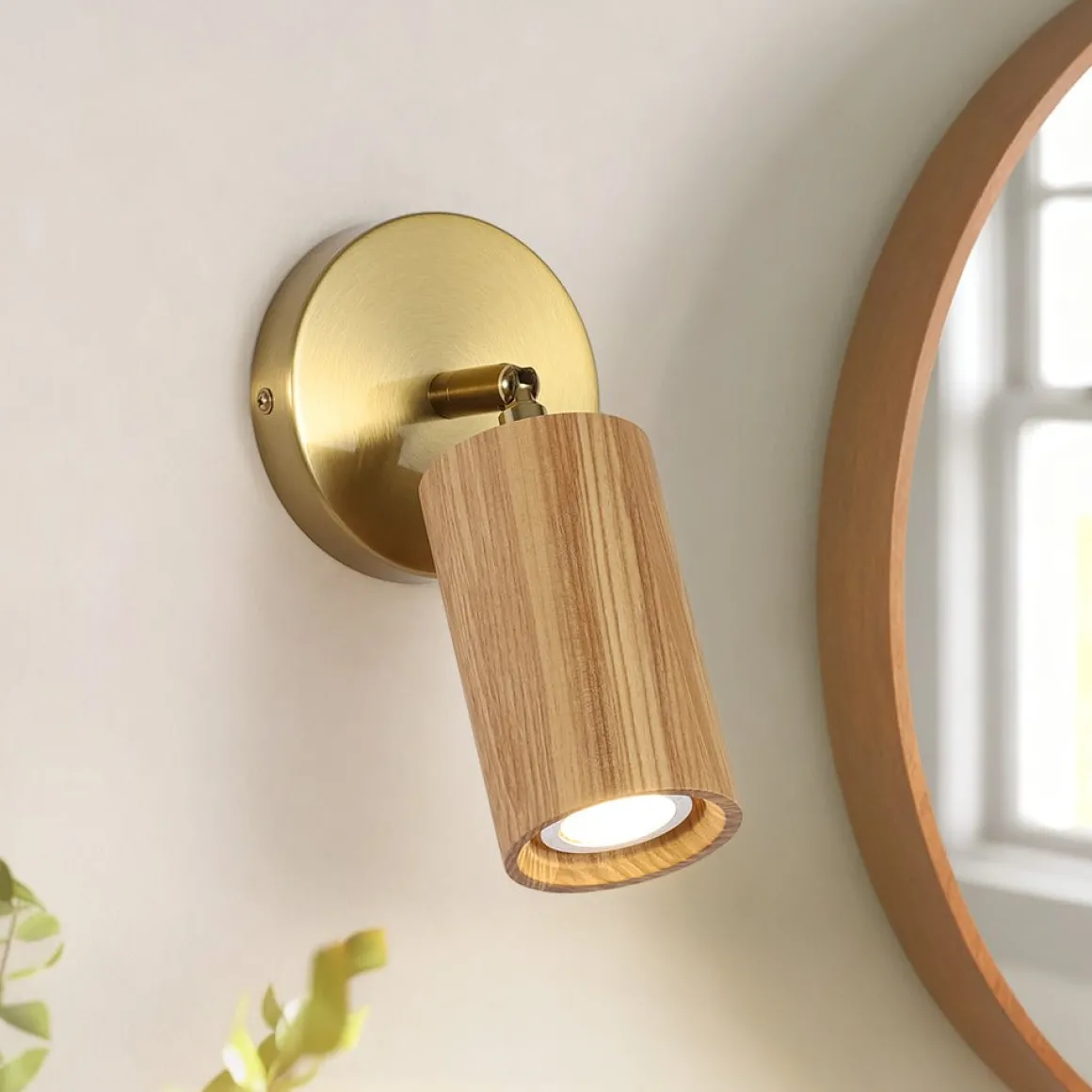 1-Light GU10 Adjustable Wooden Ceiling Spotlight Track Light