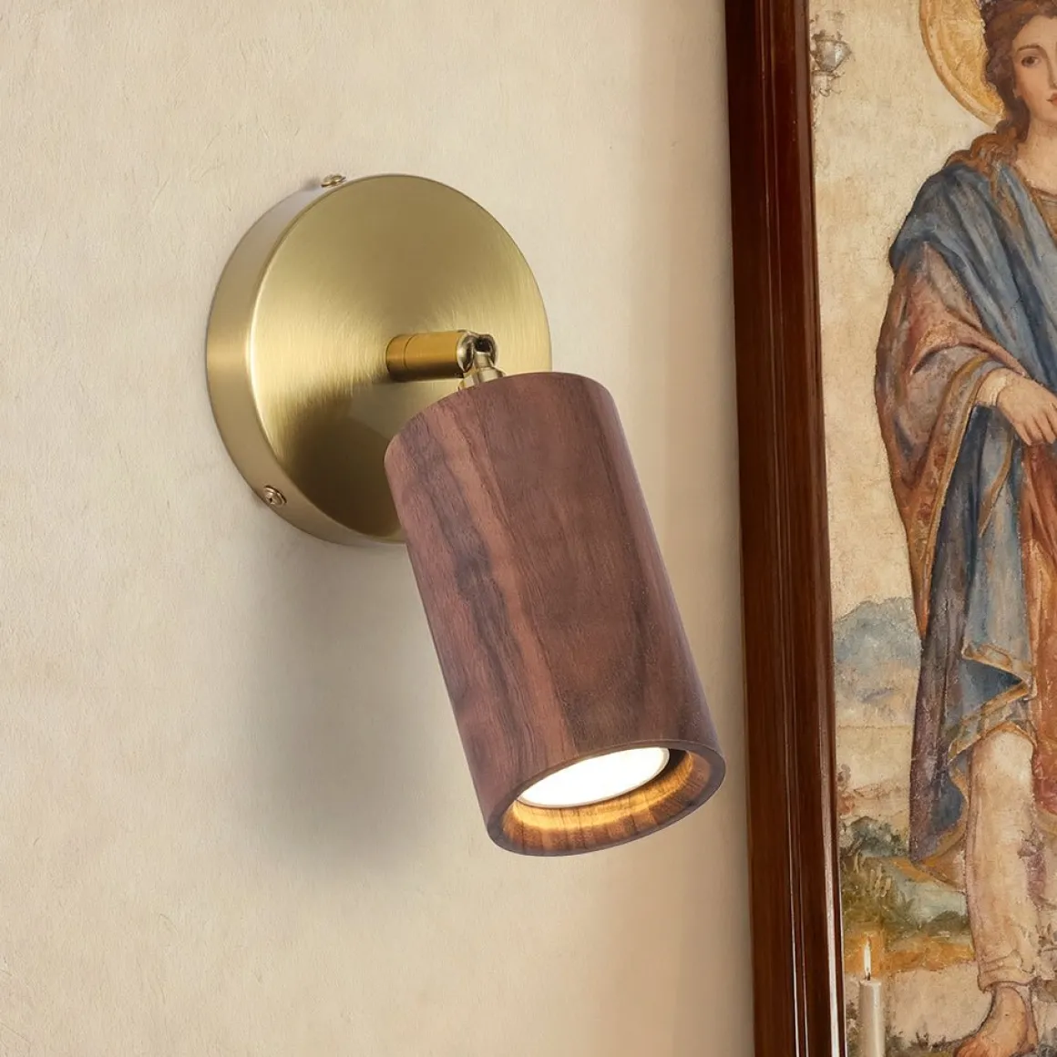 1-Light GU10 Adjustable Wooden Ceiling Spotlight Track Light