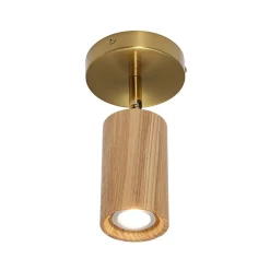 1-Light GU10 Adjustable Wooden Ceiling Spotlight Track Light
