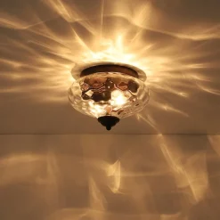 2-light Hammered Glass Flush Mount Ceiling Light