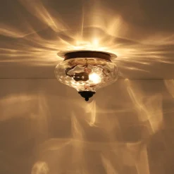 2-light Hammered Glass Flush Mount Ceiling Light