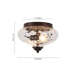 2-light Hammered Glass Flush Mount Ceiling Light