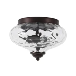 2-light Hammered Glass Flush Mount Ceiling Light